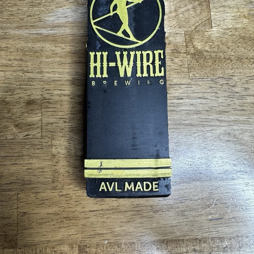 Hi-Wire Brewing Tap Handle AVL Made Draft Beer Bar Black Yellow Tall